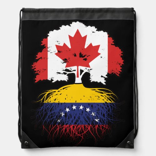 Venezuela Venezuelan Canadian Canada Tree Roots Drawstring Bag