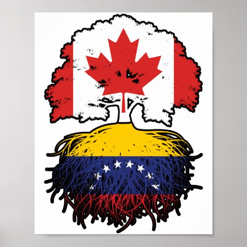 Venezuela Venezuelan Canadian Canada Tree Roots Poster