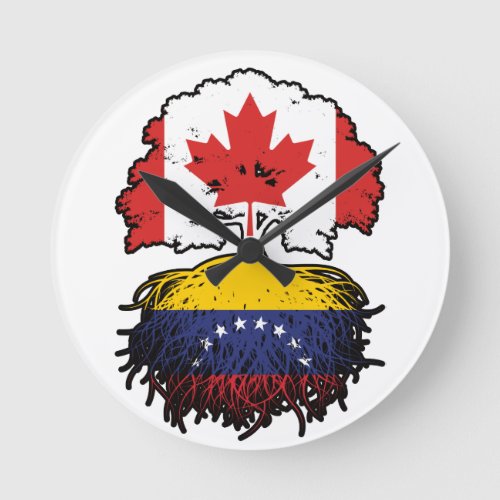 Venezuela Venezuelan Canadian Canada Tree Roots Round Clock