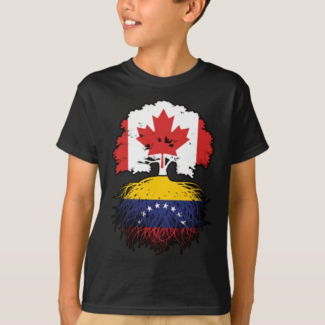 Venezuela Venezuelan Canadian Canada Tree Roots T-Shirt (Front)