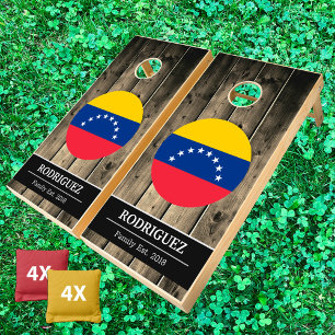 Venezuela, Venezuelan Flag Rustic Wood /Family fun Cornhole Set
