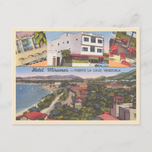 Venezuela Vintage Puerto La Cruz Hotel 1940s Postcard