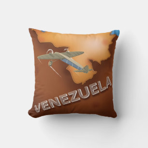 venezuela vintage travel poster throw pillow