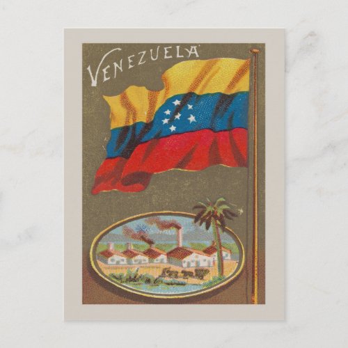 Venezuela vintage with flag postcard