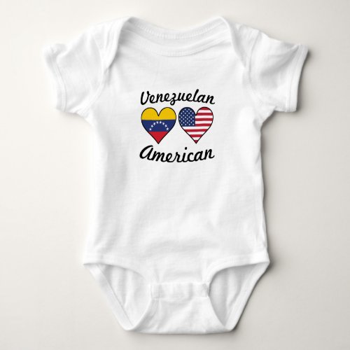 Venezuelan American Flag Hearts Baby Bodysuit