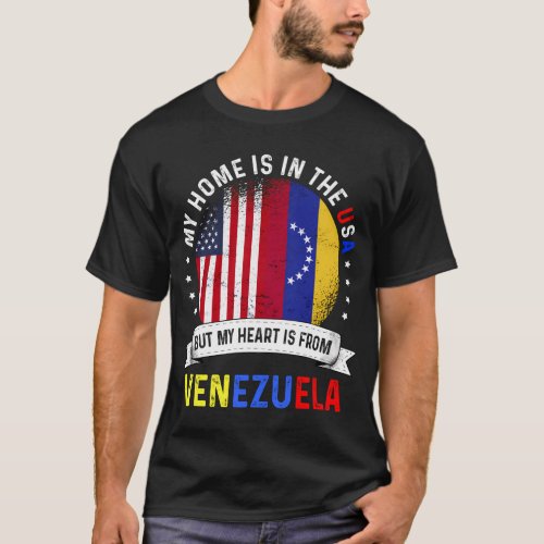 Venezuelan American Patriot Heart Is From Venezuel T_Shirt