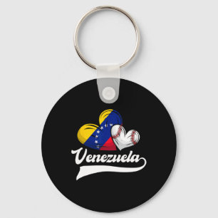 Venezuelan Baseball Player Venezuela Flag Heart Ba Keychain
