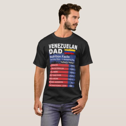 Venezuelan Dad Nutrition Facts Serving Size Tshirt