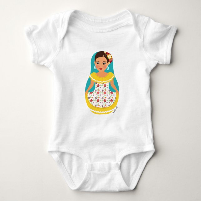 Venezuelan Dancer Matryoshka Baby Bodysuit (Front)