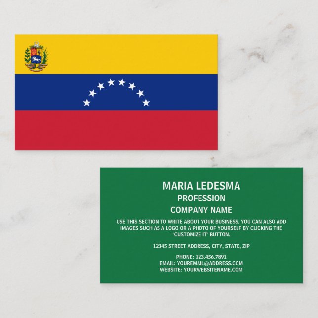 Venezuelan Flag, Flag of Venezuela Business Card (Front/Back)