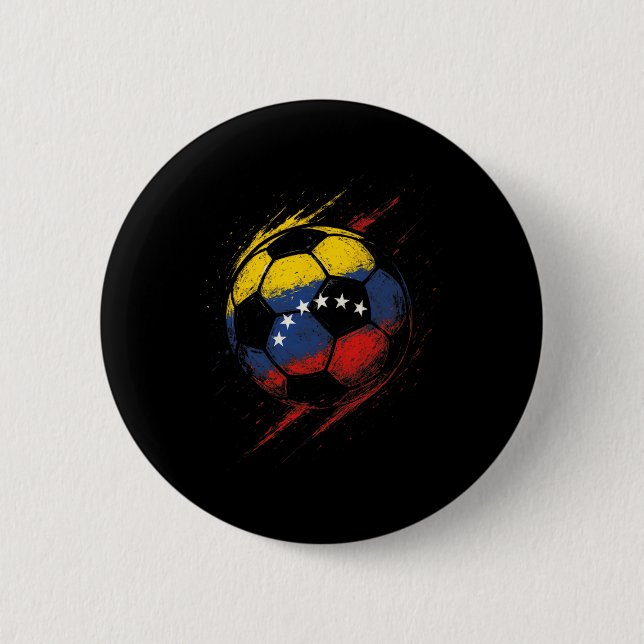 Venezuelan Flag Soccer Byll - Footbyll Player Prid Button (Front)