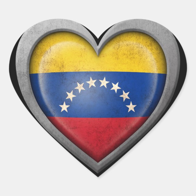 Venezuelan Heart Flag with Metal Effect Heart Sticker (Front)