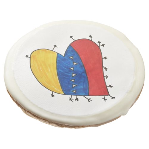 Venezuelan heart yellow blue and red sugar cookie