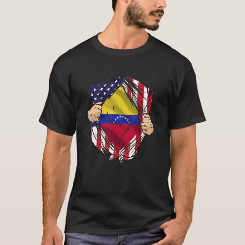 Venezuelan Heritage Roots USA Flag DNA Vintage Soc T_Shirt