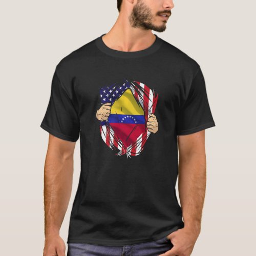 Venezuelan Heritage Roots USA Flag DNA Vintage Soc T_Shirt