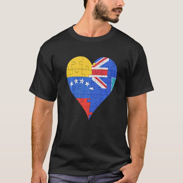 Venezuelan Montserratian Flag Heart T-Shirt (Front)