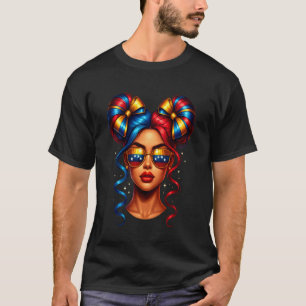 Venezuelan Women Messy Bun Girls Venezuela Flag Pr T-Shirt