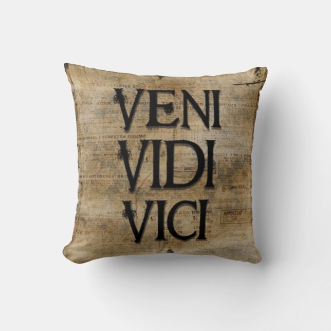 Veni Vidi Vici by Vetro Designs Throw Pillow (Front)