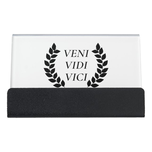 Veni Vidi Vici Desk Business Card Holder (Front)