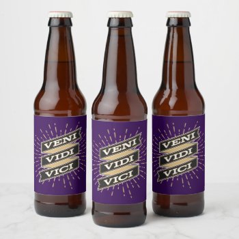 Veni Vidi Vici Purple Beer Bottle Label by Charmalot at Zazzle