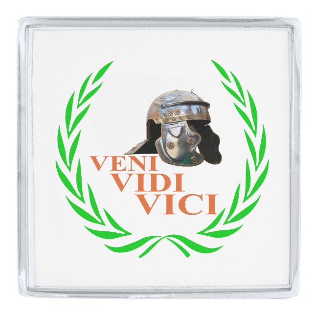 Veni Vidi Vici Silver Finish Lapel Pin (Front)