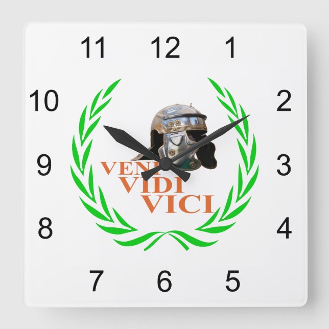 Veni Vidi Vici Square Wall Clock (Front)