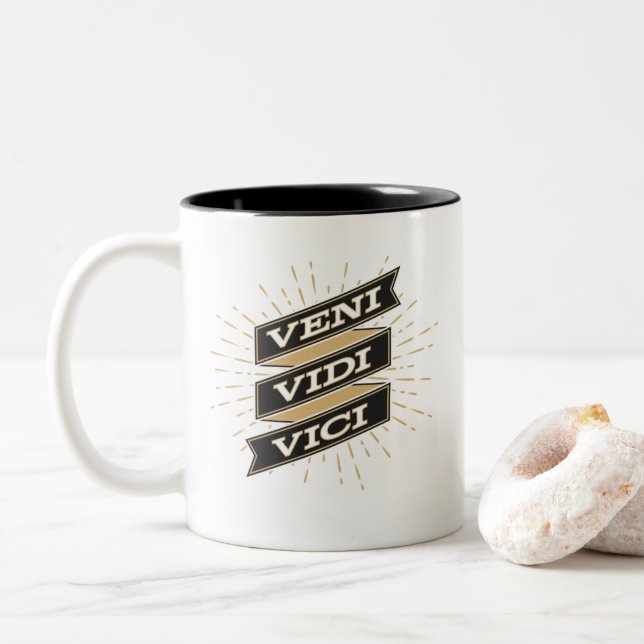 Veni Vidi Vici Two-Tone Coffee Mug (With Donut)
