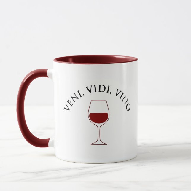 Veni, Vidi, Vino Funny Wine Lover Latin Phrase Mug (Left)