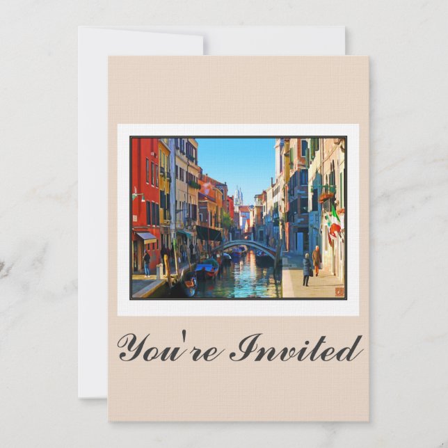 Venice Alley with Love Quote Invitation (Front)
