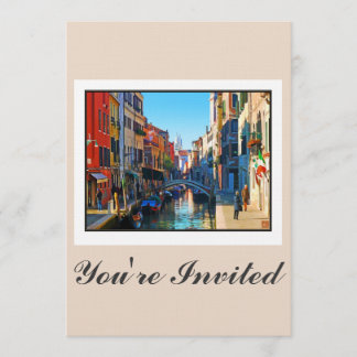 Venice Alley with Love Quote Invitation