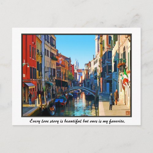 Venice Alley with Love Quote Postcard