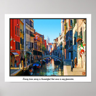 Venice Alley with Love Quote Poster