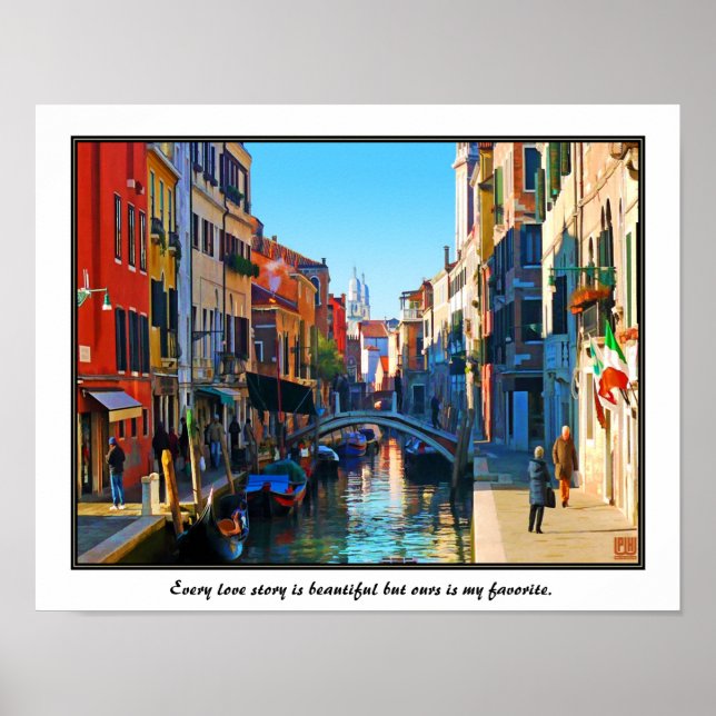 Venice Alley with Love Quote Poster (Front)