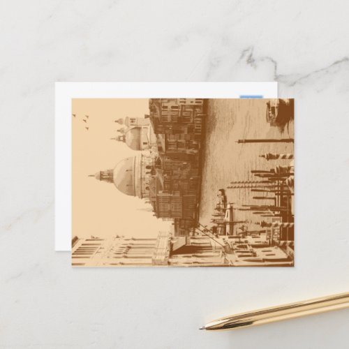 Venice and Grand Canal in Taupe Postcard
