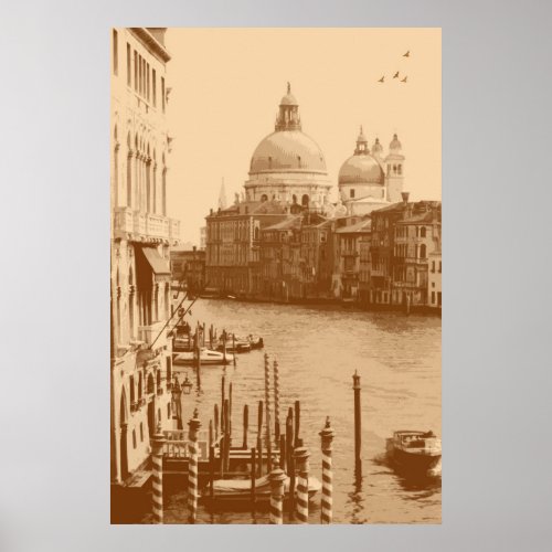 Venice and Grand Canal in Taupe Poster