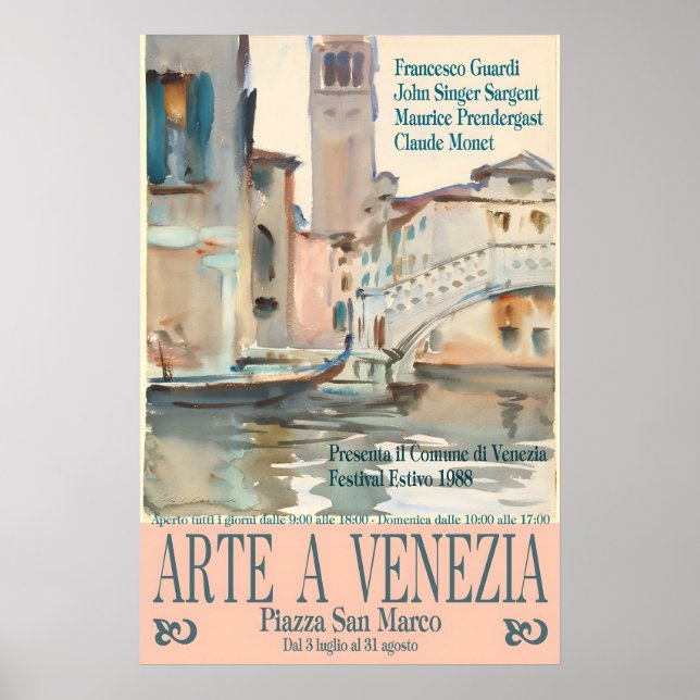 Venice Art Exhibition Poster Guardi, Sargent (Front)