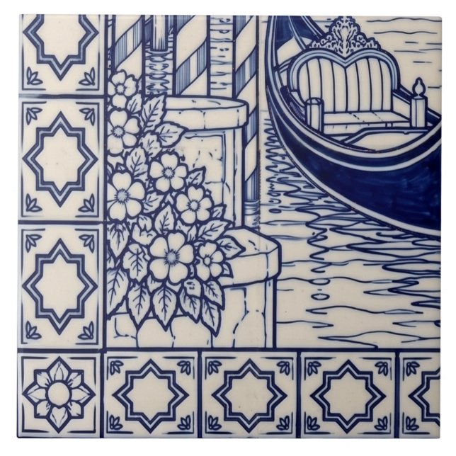 Venice Azulejo Mural Tile 5 of 6 Bottom Left (Front)