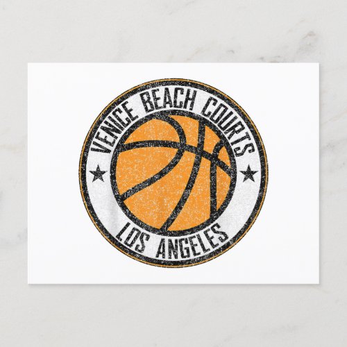 Venice Beach CA Basketball Court Circle Distressed Holiday Postcard
