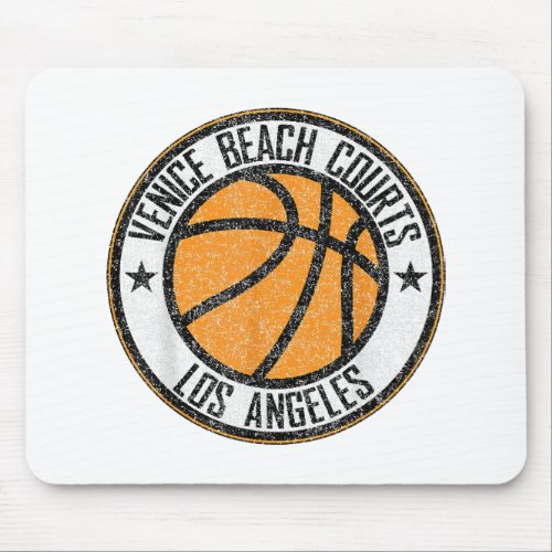 Venice Beach CA Basketball Court Circle Distressed Mouse Pad