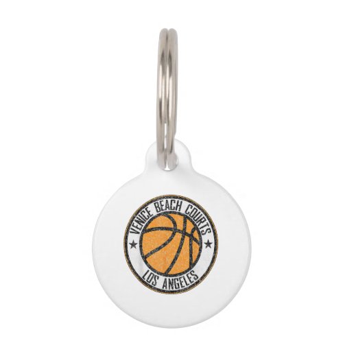 Venice Beach CA Basketball Court Circle Distressed Pet ID Tag