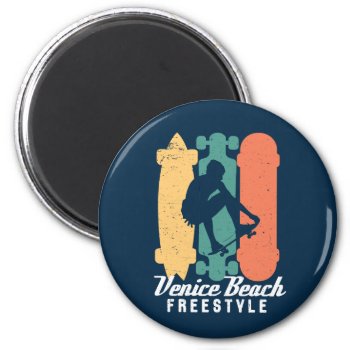 Venice Beach Cali Retro Freestyle Skateboarding Magnet by raindwops at Zazzle