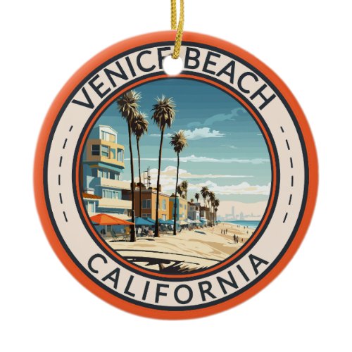 Venice Beach California Boardwalk Travel Art Retro Ceramic Ornament