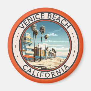 Venice Beach California Boardwalk Travel Art Retro Magnet