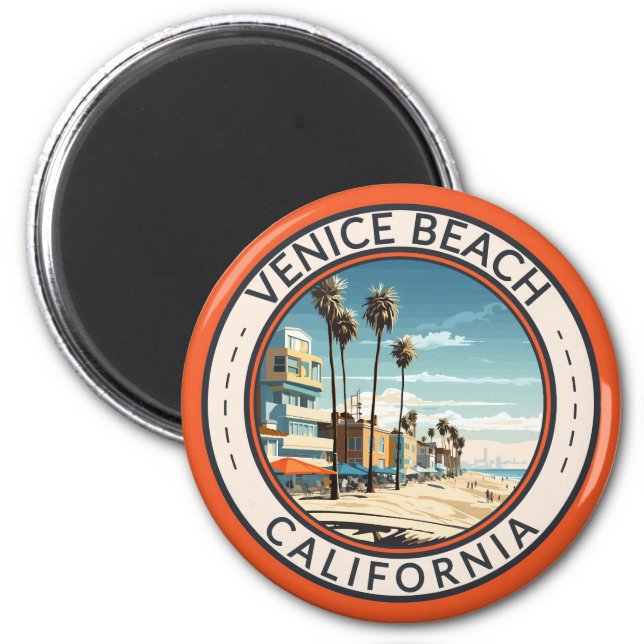 Venice Beach California Boardwalk Travel Art Retro Magnet (Front)