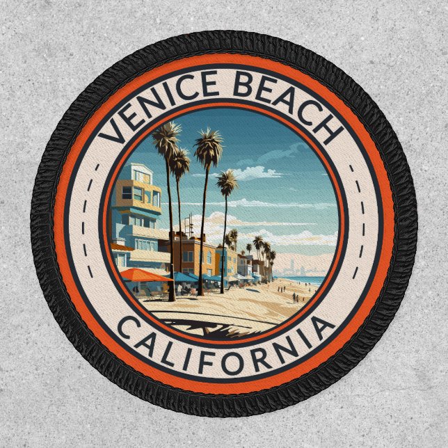 Venice Beach California Boardwalk Travel Art Retro Patch (Front)