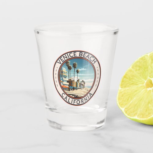 Venice Beach California Boardwalk Travel Art Retro Shot Glass