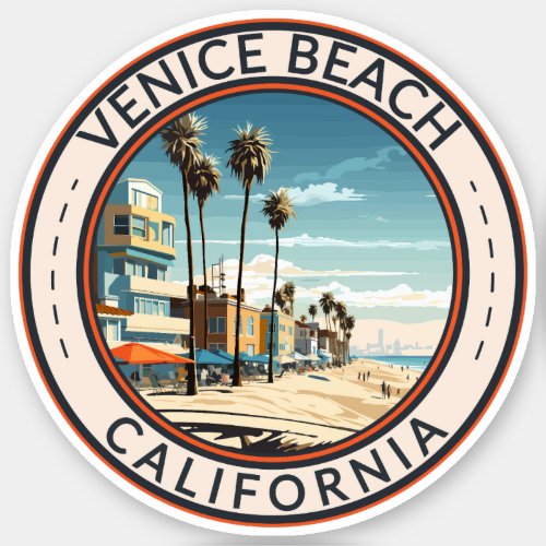 Venice Beach California Boardwalk Travel Art Retro Sticker