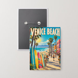 Venice Beach California Colorful Surfboards Poster Button
