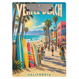 Venice Beach California Colorful Surfboards Poster Clipboard