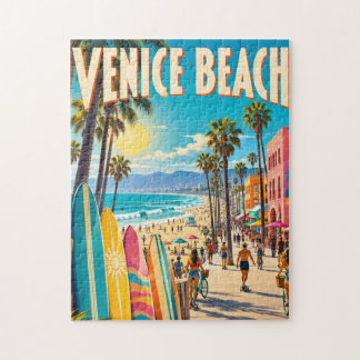 Venice Beach California Colorful Surfboards Poster Jigsaw Puzzle